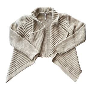 Milla Asymmetrical Creamy Almond Cardigan Sweater Medium